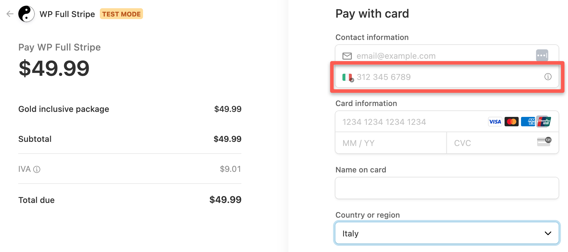 Collecting the phone number field can be enabled for checkout forms of WP Full Pay