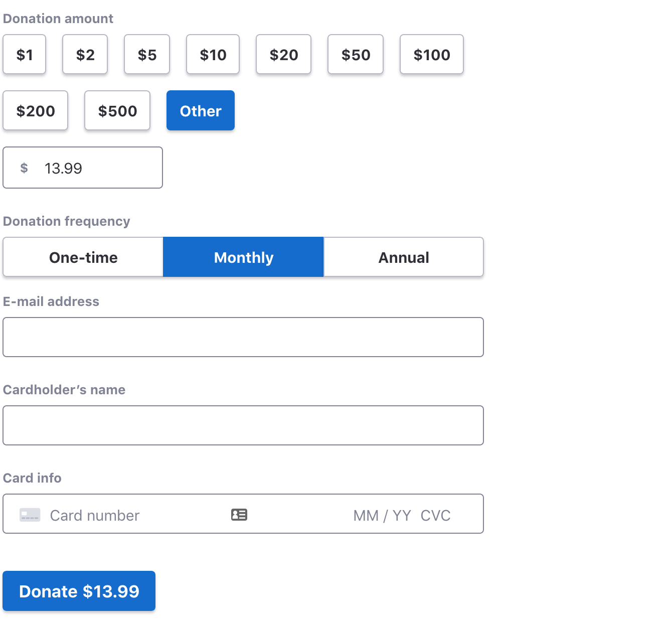 WP Full Stripe - Inline donation form example