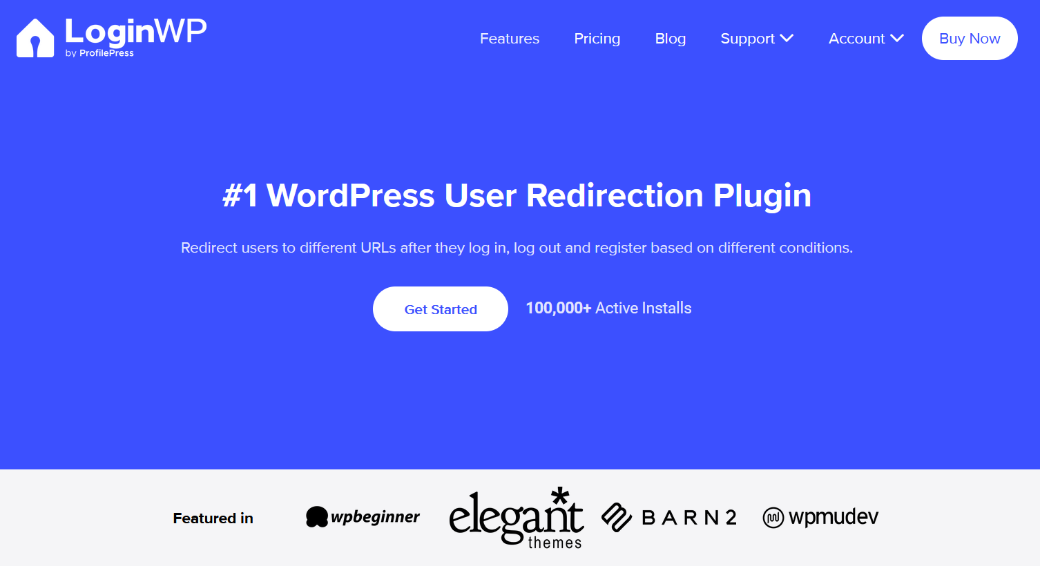 The WordPress login redirect plugin LoginWP allows you to redirect users to different URLs after they log in, log out, and register.