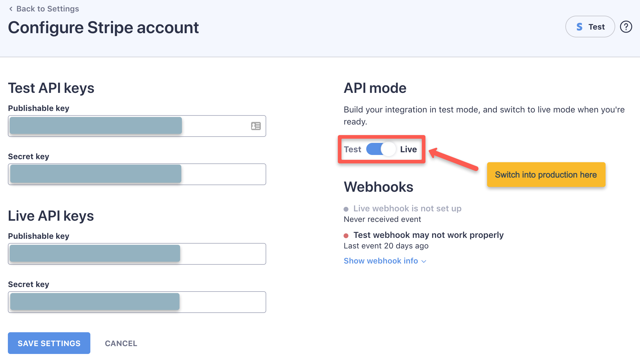 Switch the plugin to live API mode