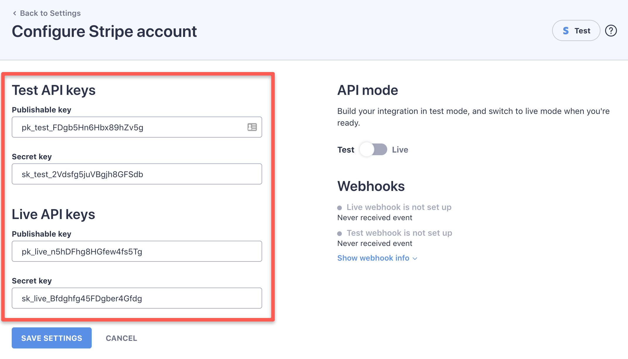 Stripe API Keys