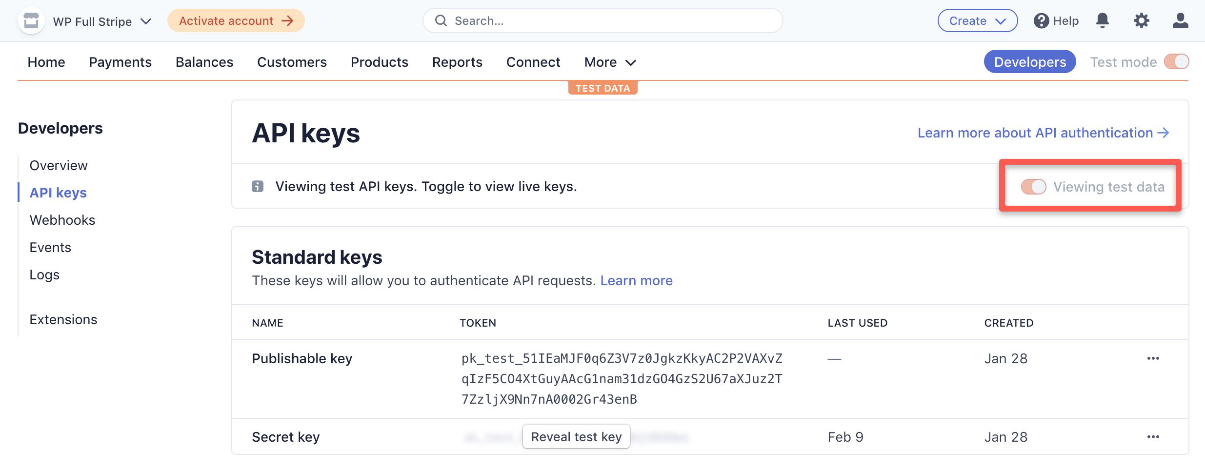 Stripe API Keys