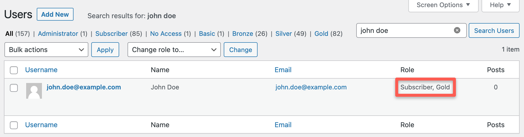 All roles are listed for users on the Users page.