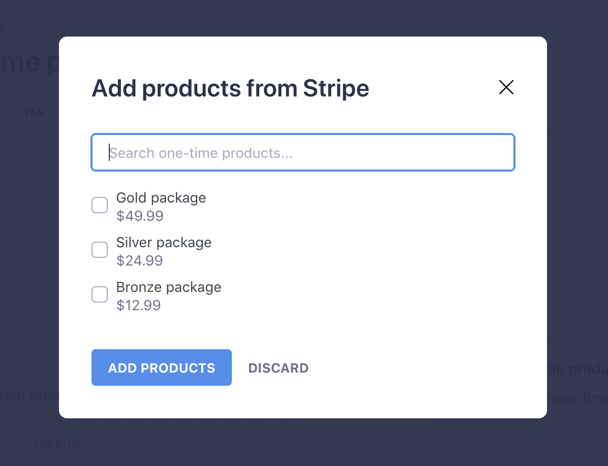 WP Full Stripe - One-time Stripe products can be filtered and added to forms