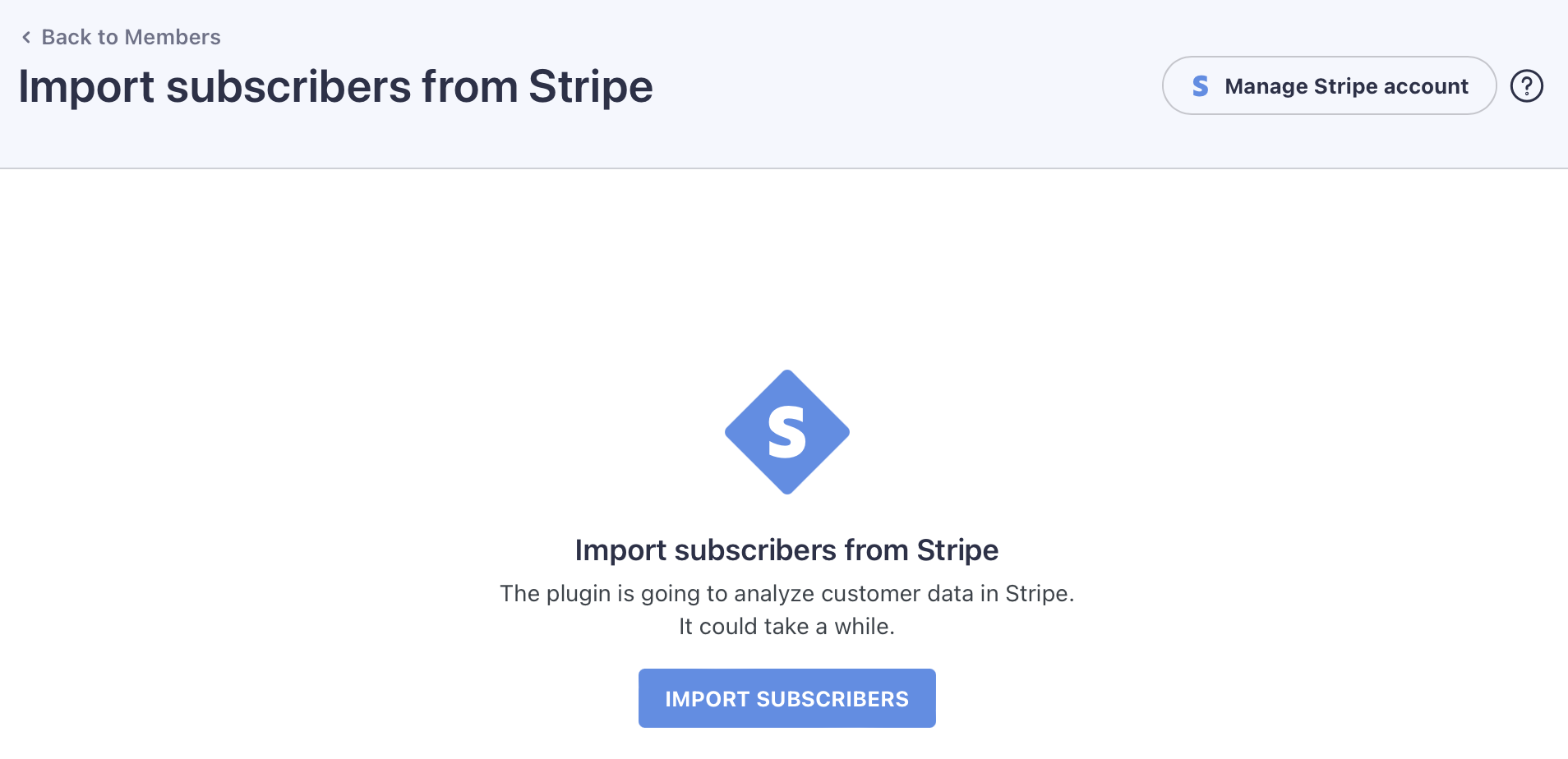 WP Full Stripe Members - Import subscribers from Stripe welcome page