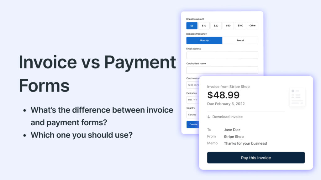 invoice forms vs payment forms